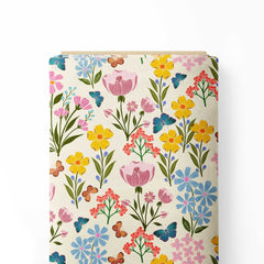 Flowers & Butterflies Print Fabric