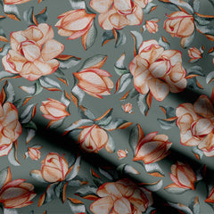 Watercolor Magnolia Pattern Print Fabric