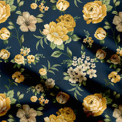 Golden Roses Print Fabric