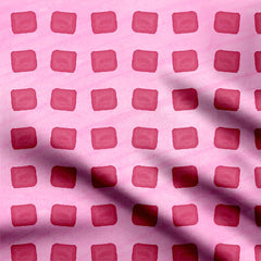 Watercolour pink checks Print Fabric