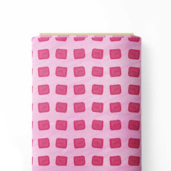 Watercolour pink checks Print Fabric