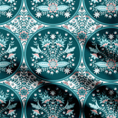 Aqua Chintz Print Fabric