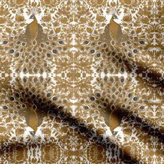 Golden Peacock Print Fabric