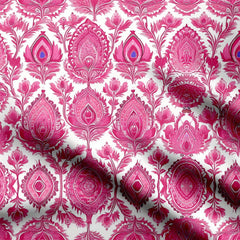 Pink Peacock Print Fabric