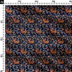 Celestial Peacock Rhapsody Print Fabric