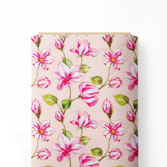 Watercolor Pink Floral Print Fabric