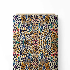 Colorful brush stroke leopard Print Fabric