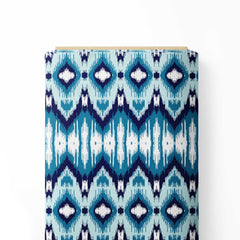 Blue Ikat Pattern Print Fabric