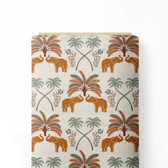Coconut Palm & Elephant Print Fabric