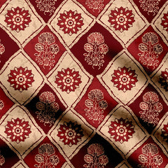 Geometric Ajrakh Circles Print Fabric