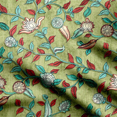 Green Kalamkari Print Fabric
