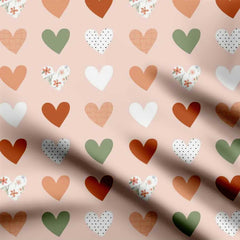 Pastel Hearts kids Print Fabric