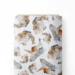 Watercolor Barn Owl Pattern Print Fabric