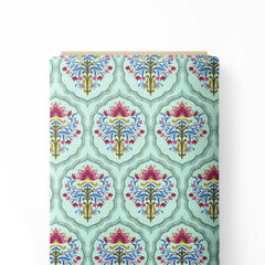 Mughal Motif Tile Design Print Fabric