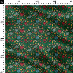 Green kalamkari pattern Print Fabric