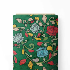 Green kalamkari pattern Print Fabric