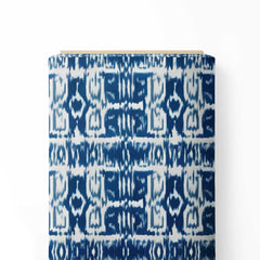 Blue Ikat 1 Print Fabric