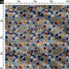 Cadet Grey kari Print Fabric