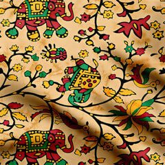 elephent kalamkari Print Fabric