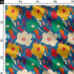 Floral Watercolor Paint Print Cotton Fabric