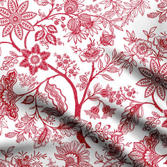 red floral allover Print Fabric