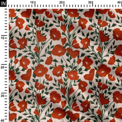 Retro poppy garden Print Fabric