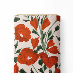 Retro poppy garden Print Fabric