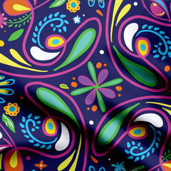 Colorful Floral Eyeing Print Fabric