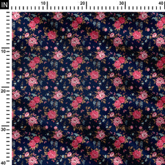 Midnight Pink Blooms Print Fabric