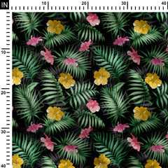 Tropical leavs and flower Print Fabric