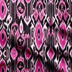 Black Pink Ikat Print Fabric
