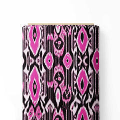 Black Pink Ikat Print Fabric