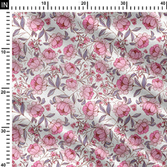 Purple Peonies Print Fabric