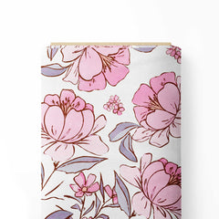 Purple Peonies Print Fabric