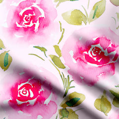 Large Watercolor Roses Print Fabric