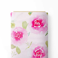 Large Watercolor Roses Print Fabric