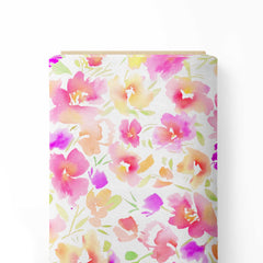 Bright Watercolor Blooms Print Fabric