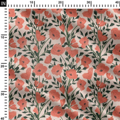 Retro poppy garden 1 Print Fabric