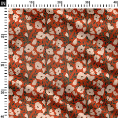 Retro poppy garden Print Fabric