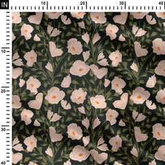 Retro poppy garden 4 Print Fabric