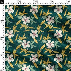 white flowers Print Fabric