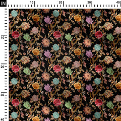 Cotton 1 Meter Midnight Garden Print Fabric