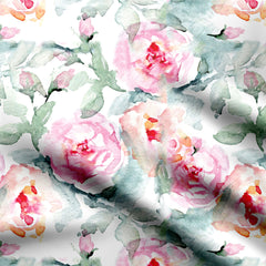 water colour rose Print Fabric