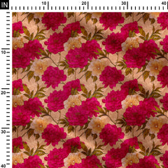 Bright Pink Zinnia Print Fabric