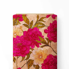 Bright Pink Zinnia Print Fabric