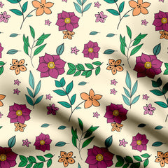 Colored Flower Swirls Print Fabric