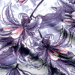 Rayon 1 Meter Rebecca Purple Lily Print Fabric