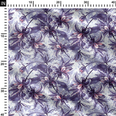 Rayon 1 Meter Rebecca Purple Lily Print Fabric