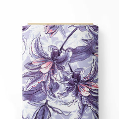 Rayon 1 Meter Rebecca Purple Lily Print Fabric