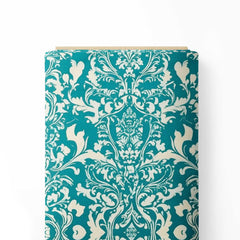 Aqua Blue Design Print Fabric